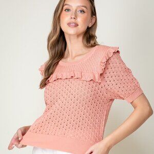 LUMIERE RUFFLE KNIT SWEATER TOP